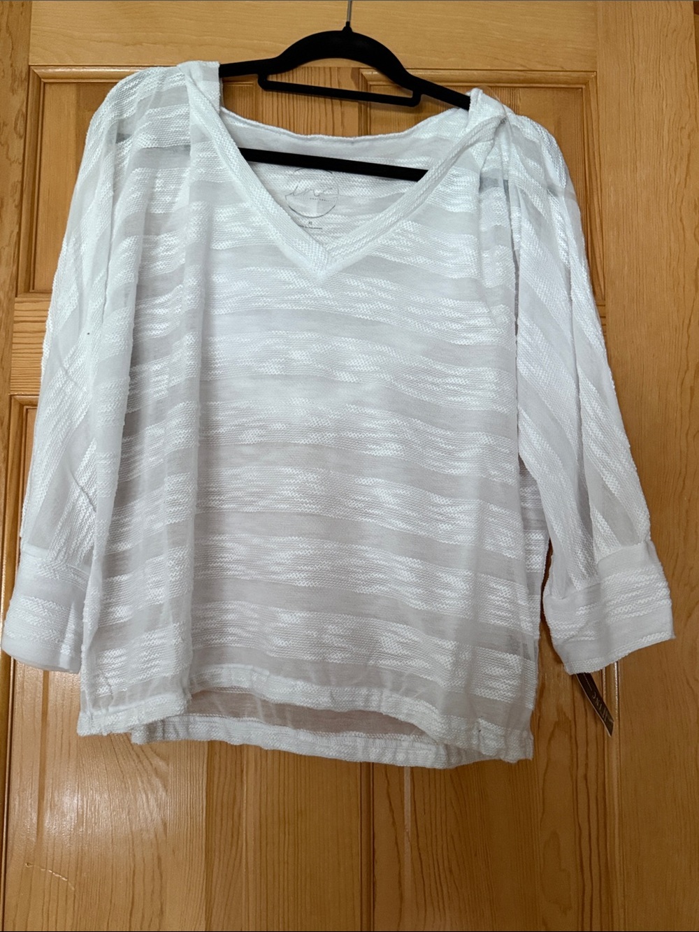 INC International Concepts Sheer White V-Neck Tunic Top